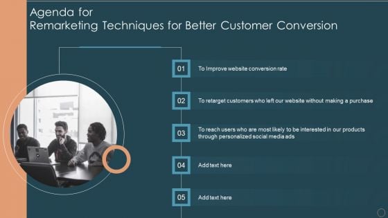 Agenda For Remarketing Techniques For Better Customer Conversion Themes PDF