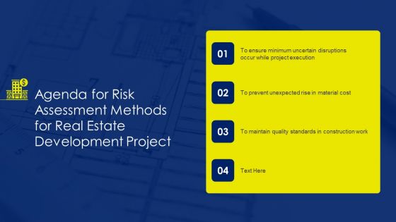 Agenda For Risk Assessment Methods For Real Estate Development Project Demonstration PDF Agenda For Risk Assessment Methods For Real Estate Development Project Demonstration PDF