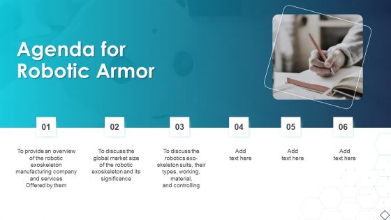 Agenda For Robotic Armor IT Ppt PowerPoint Presentation Gallery Model PDF