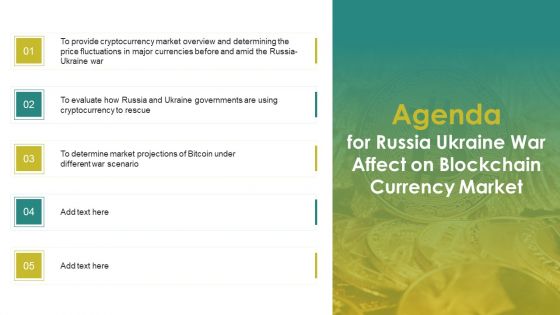 Agenda For Russia Ukraine War Affect On Blockchain Currency Market Graphics PDF