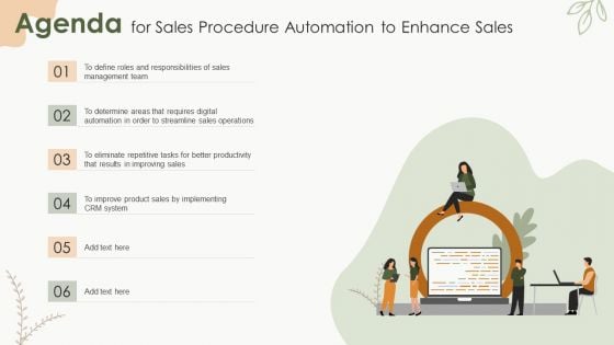 Agenda For Sales Procedure Automation To Enhance Sales Brochure PDF