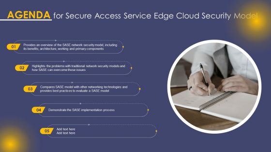 Agenda For Secure Access Service Edge Cloud Security Model Ppt Outline Maker PDF