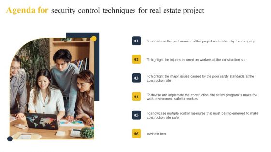 Agenda For Security Control Techniques For Real Estate Project Themes PDF