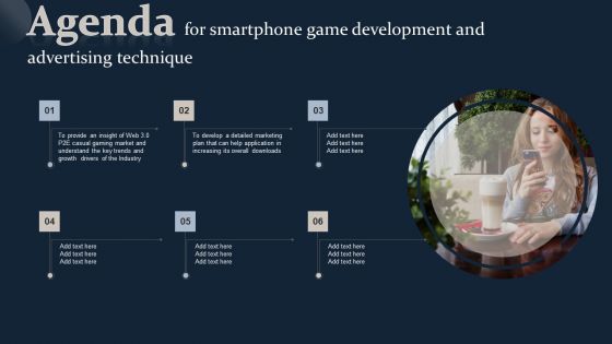 Agenda For Smartphone Game Development And Advertising Technique Diagrams PDF