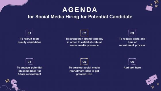 Agenda For Social Media Hiring For Potential Candidate Ppt Show Tips PDF