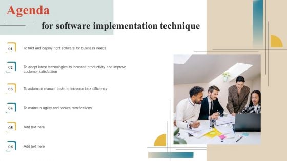 Agenda For Software Implementation Technique Structure PDF