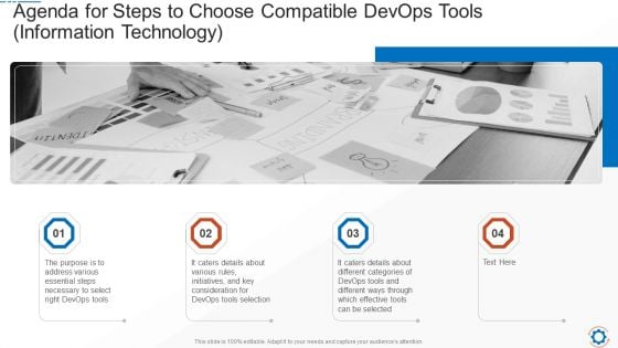 Agenda For Steps To Choose Compatible Devops Tools Information Technology Formats PDF