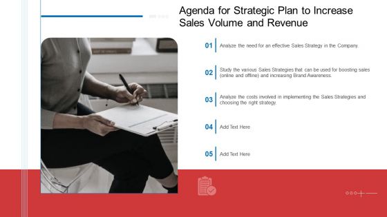 Agenda For Strategic Plan To Increase Sales Volume And Revenue Template PDF