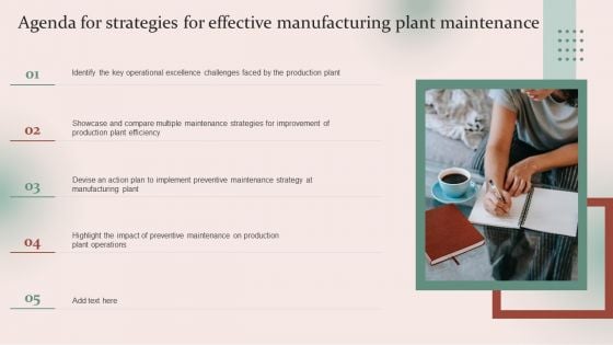 Agenda For Strategies For Effective Manufacturing Plant Maintenance Guidelines PDF