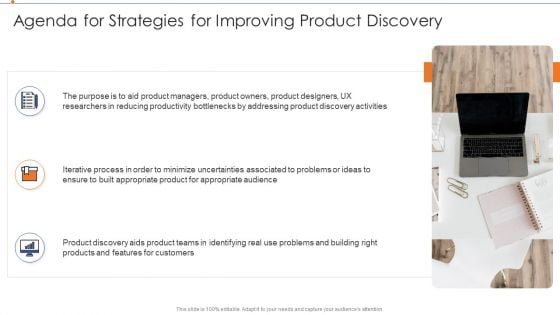 Agenda For Strategies For Improving Product Discovery Portrait PDF Agenda For Strategies For Improving Product Discovery Portrait PDF