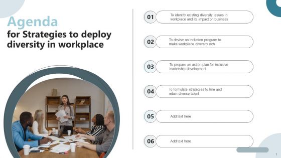Agenda For Strategies To Deploy Diversity In Workplace Professional PDF Agenda For Strategies To Deploy Diversity In Workplace Professional PDF