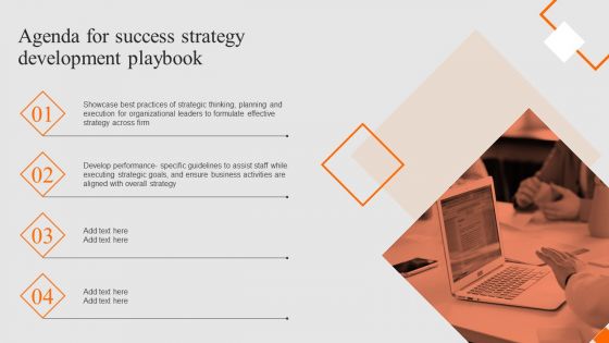 Agenda For Success Strategy Development Playbook Slides PDF
