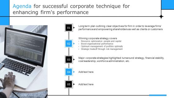Agenda For Successful Corporate Technique For Enhancing Firms Performance Topics PDF