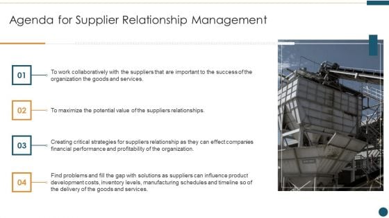 Agenda For Supplier Relationship Management Ideas PDF