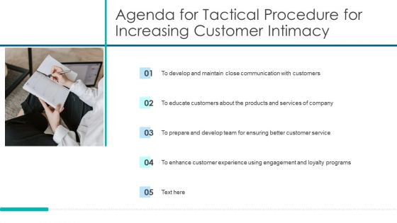 Agenda For Tactical Procedure For Increasing Customer Intimacy Icons PDF