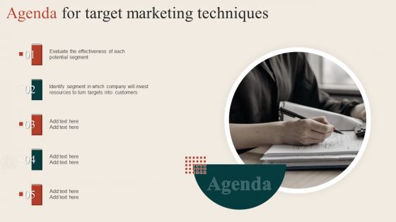 Agenda For Target Marketing Techniques Graphics PDF