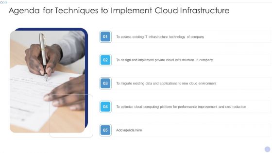 Agenda For Techniques To Implement Cloud Infrastructure Mockup PDF