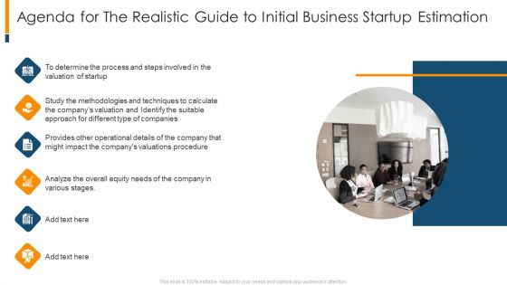 Agenda For The Realistic Guide To Initial Business Startup Estimation Sample PDF Agenda For The Realistic Guide To Initial Business Startup Estimation Sample PDF