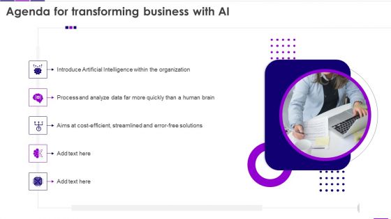 Agenda For Transforming Business With AI Ideas PDF