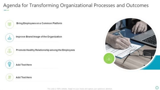 Agenda For Transforming Organizational Processes And Outcomes Sample PDF