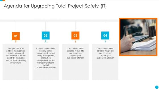 Agenda For Upgrading Total Project Safety IT Demonstration PDF