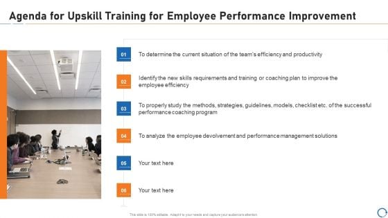 Agenda For Upskill Training For Employee Performance Improvement Mockup PDF