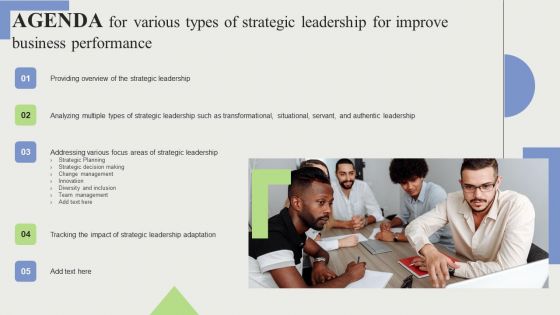 Agenda For Various Types Of Strategic Leadership For Improve Business Performance Structure PDF Agenda For Various Types Of Strategic Leadership For Improve Business Performance Structure PDF