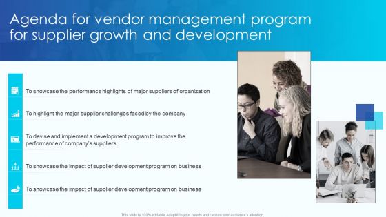 Agenda For Vendor Management Program For Supplier Growth And Development Sample PDF Agenda For Vendor Management Program For Supplier Growth And Development Sample PDF