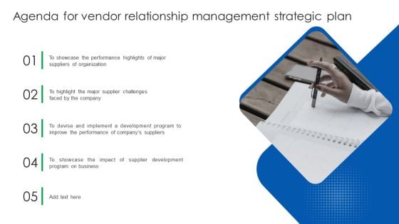 Agenda For Vendor Relationship Management Strategic Plan Information PDF