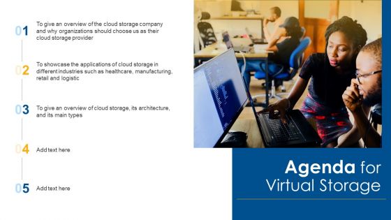 Agenda For Virtual Storage Ppt Styles Picture PDF