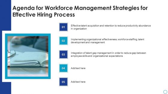 Agenda For Workforce Management Strategies For Effective Hiring Process Brochure PDF Agenda For Workforce Management Strategies For Effective Hiring Process Brochure PDF