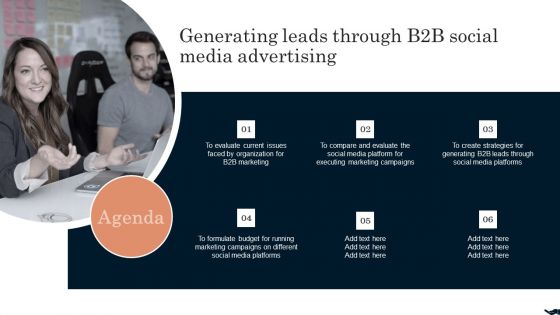 Agenda Generating Leads Through B2B Social Media Advertising Inspiration PDF