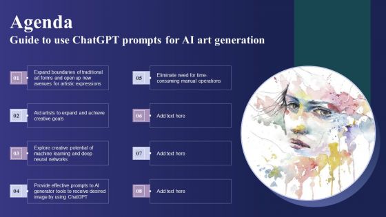 Agenda Guide To Use Chatgpt Prompts For AI Art Generation Mockup PDF