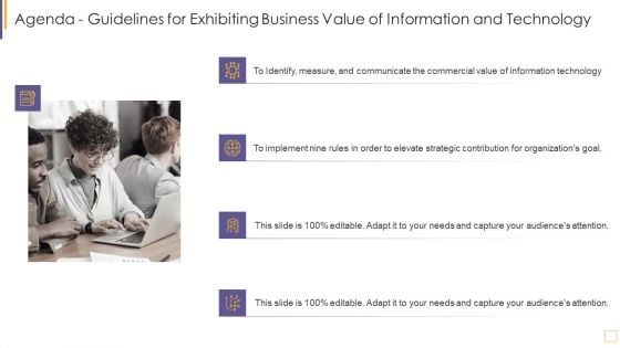 Agenda Guidelines For Exhibiting Business Value Of Information And Technology Diagrams PDF