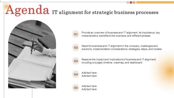 Agenda IT Alignment For Strategic Business Processes Ppt Gallery Mockup PDF