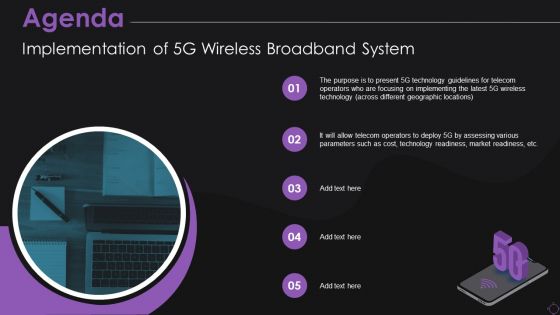 Agenda Implementation Of 5G Wireless Broadband System Information PDF