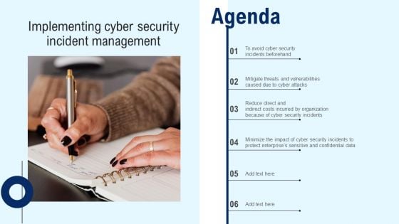 Agenda Implementing Cyber Security Incident Management Template PDF