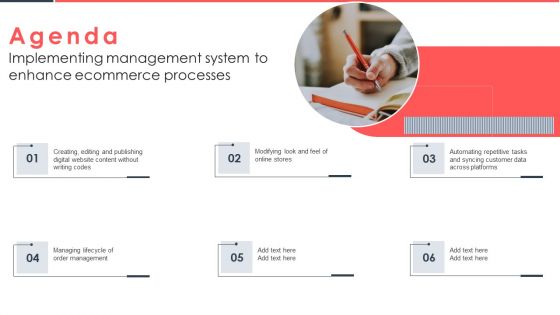 Agenda Implementing Management System To Enhance Ecommerce Processes Microsoft PDF