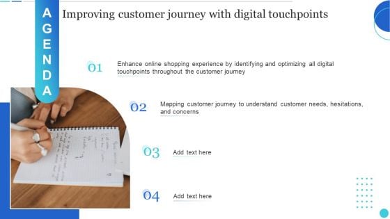 Agenda Improving Customer Journey With Digital Touchpoints Summary PDF