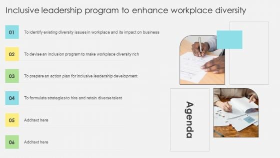 Agenda Inclusive Leadership Program To Enhance Workplace Diversity Inspiration PDF
