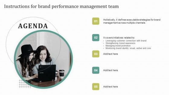 Agenda Instructions For Brand Performance Management Team Structure PDF