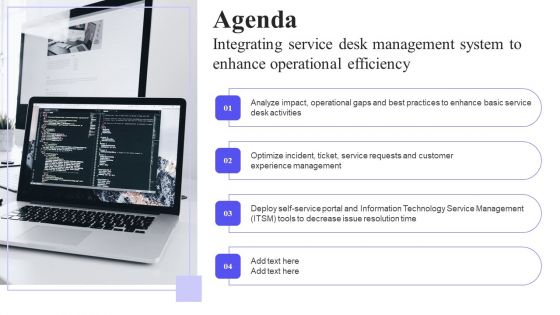 Agenda Integrating Service Desk Management System To Enhance Operational Efficiency Diagrams PDF