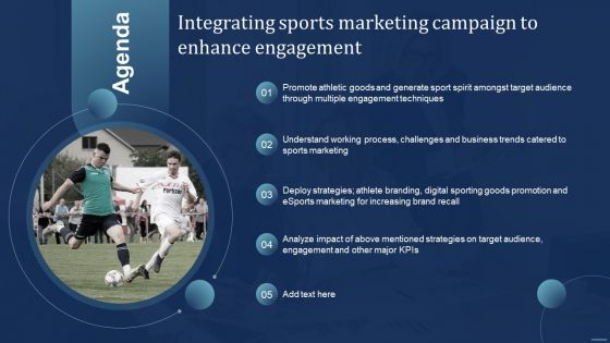Agenda Integrating Sports Marketing Campaign To Enhance Engagement Brochure PDF