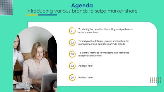 Agenda Introducing Various Brands To Seize Market Share Slides PDF