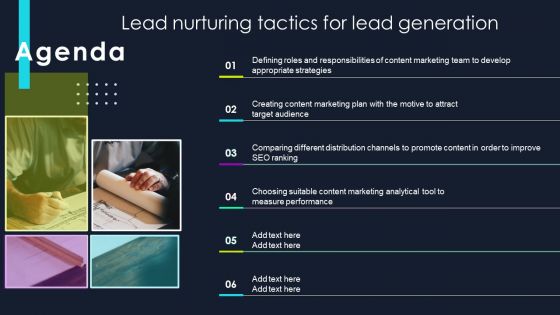 Agenda Lead Nurturing Tactics For Lead Generation Demonstration PDF