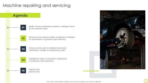 Agenda Machine Repairing And Servicing Ppt Ideas Guide PDF Agenda Machine Repairing And Servicing Ppt Ideas Guide PDF
