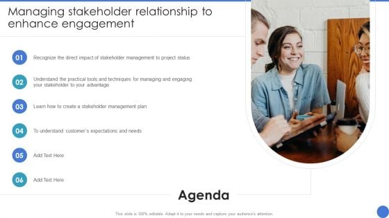 Agenda Managing Stakeholder Relationship To Enhance Engagement Guidelines PDF