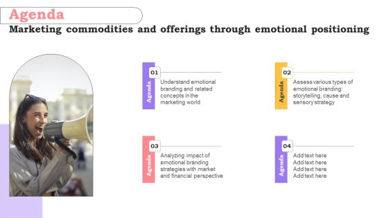 Agenda Marketing Commodities And Offerings Through Emotional Positioning Template PDF