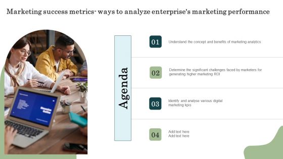 Agenda Marketing Success Metrics Ways To Analyze Enterprises Marketing Performance Graphics PDF