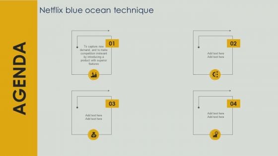 Agenda Netflix Blue Ocean Technique Ppt PowerPoint Presentation Diagram Images PDF